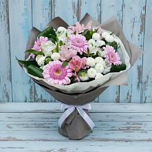 Букет цветов из:  Герберы, Альстромерии и Хризантемы #REPLACE_PRED# Рощино Новгородская область