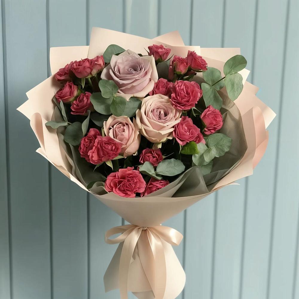 Букет цветов из: Гвоздики и Розы в Рощино Новгородская область