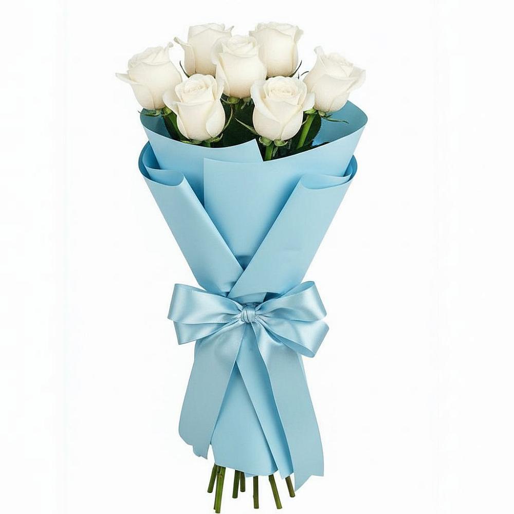 Букет 7 белых роз Проуд в Рощино Новгородская область