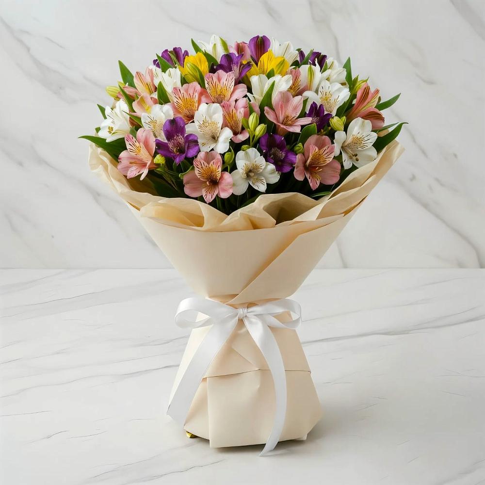 Букет цветов из: Альстромерии в Рощино Новгородская область