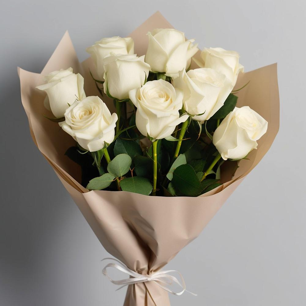 Букет 9 Белых роз Эдлесс Лав в Рощино Новгородская область