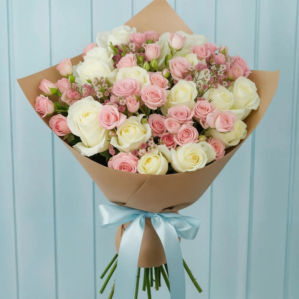 Букет цветов из: Розы в Рощино Новгородская область