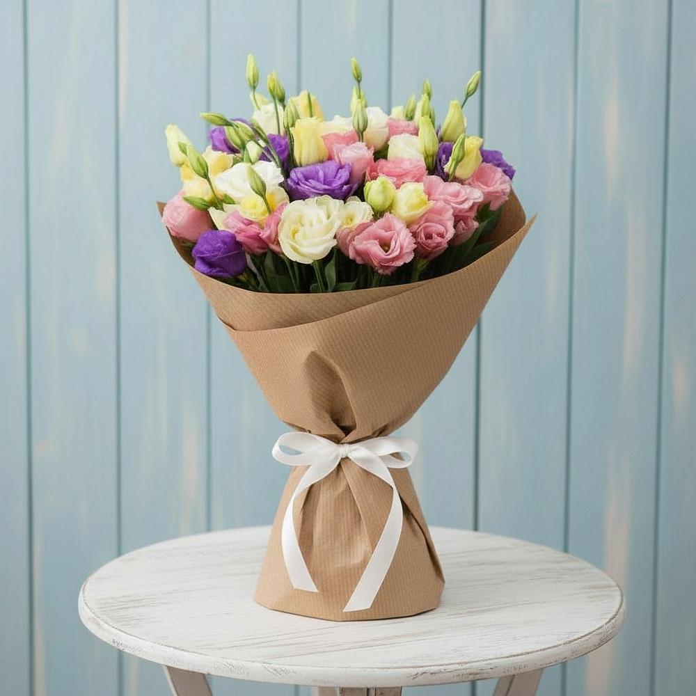 Букет цветов из: Лизиантусы в Рощино Новгородская область