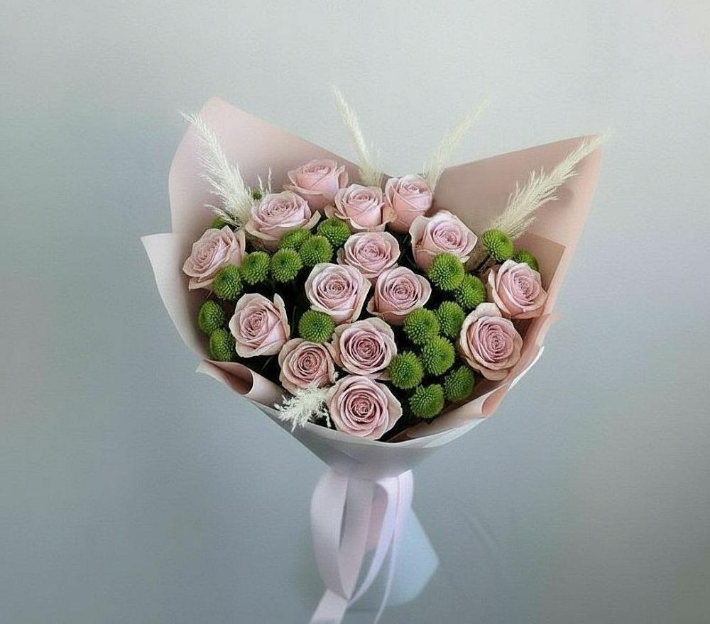 Букет цветов из: Розы и Хризантемы в Рощино Новгородская область