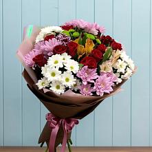 Букет цветов из:  Розы, Хризантемы и Альстромерии #REPLACE_PRED# Рощино Новгородская область