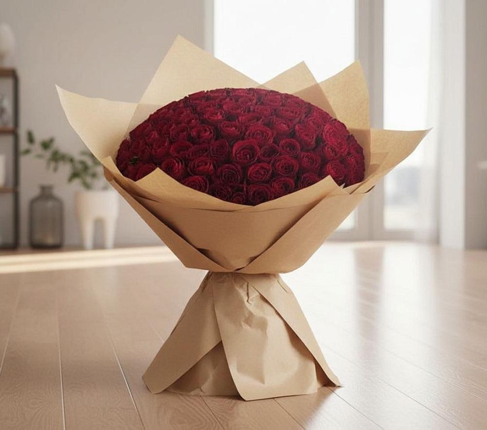Букет 101 Красная роза в Рощино Новгородская область