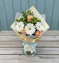 Букет цветов из:  Герберы, Розы и Хризантемы #REPLACE_PRED# Рощино Новгородская область
