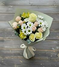 Букет цветов из:  Альстромерии, Розы и Хризантемы в Рощино Новгородская область
